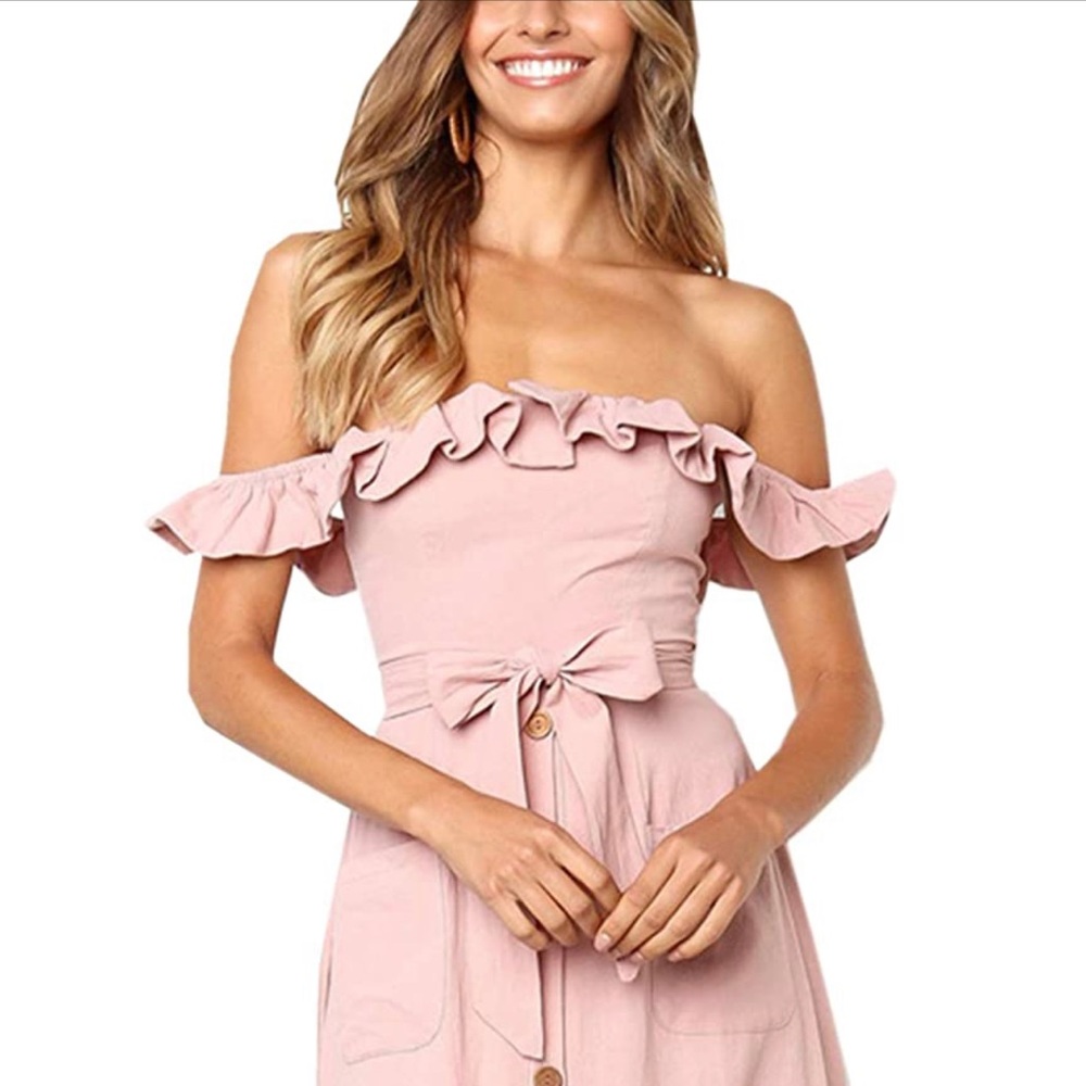 Pink off the shoulder sundress